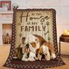 Family Giraffe Hand Drawn Black Background Flannel BlanketCute Animal Sketch Text Print Soft Throw for Bedroom Sofa Casual Home