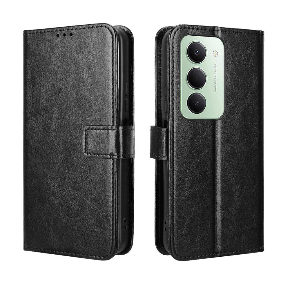Pour Xiaomi Redmi 15 5G (Global) (169 mm) Étui en Cuir PU avec Lanière Texture Cheval Fou Housse Portefeuille pour Téléphone