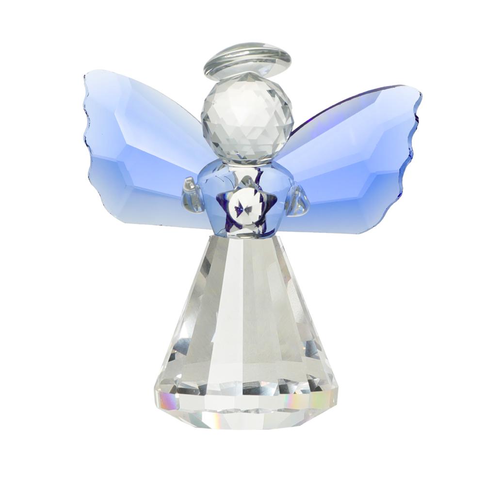 

Хрустальная фигурка ангела-хранителя, коллекционный пресс-папье, стеклянный ангел с голубыми крыльями, статуэтка-украшение, свадебный подарок