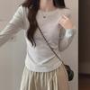 Damen Arc Hem Irregular Langarm-T-Shirt für Herbst/Winter 2025