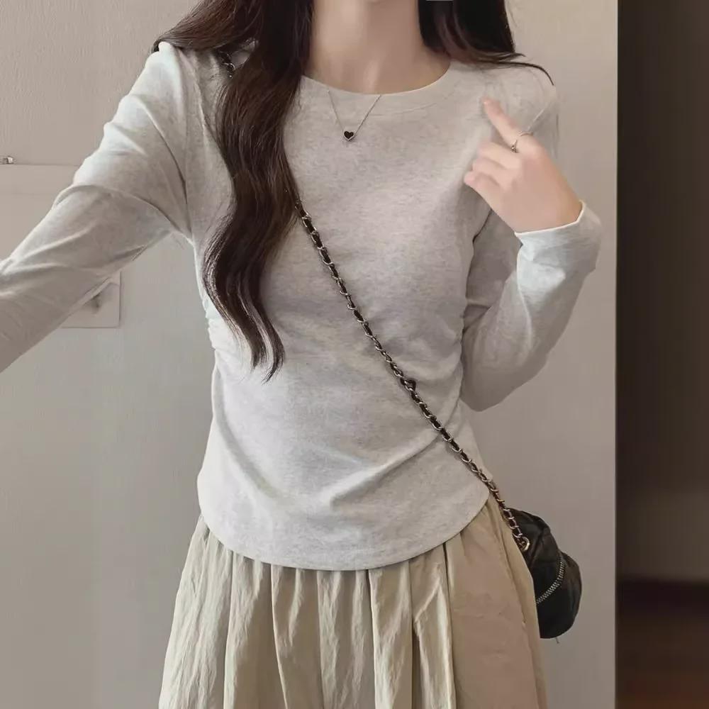 Damen Arc Hem Irregular Langarm-T-Shirt für Herbst/Winter 2025