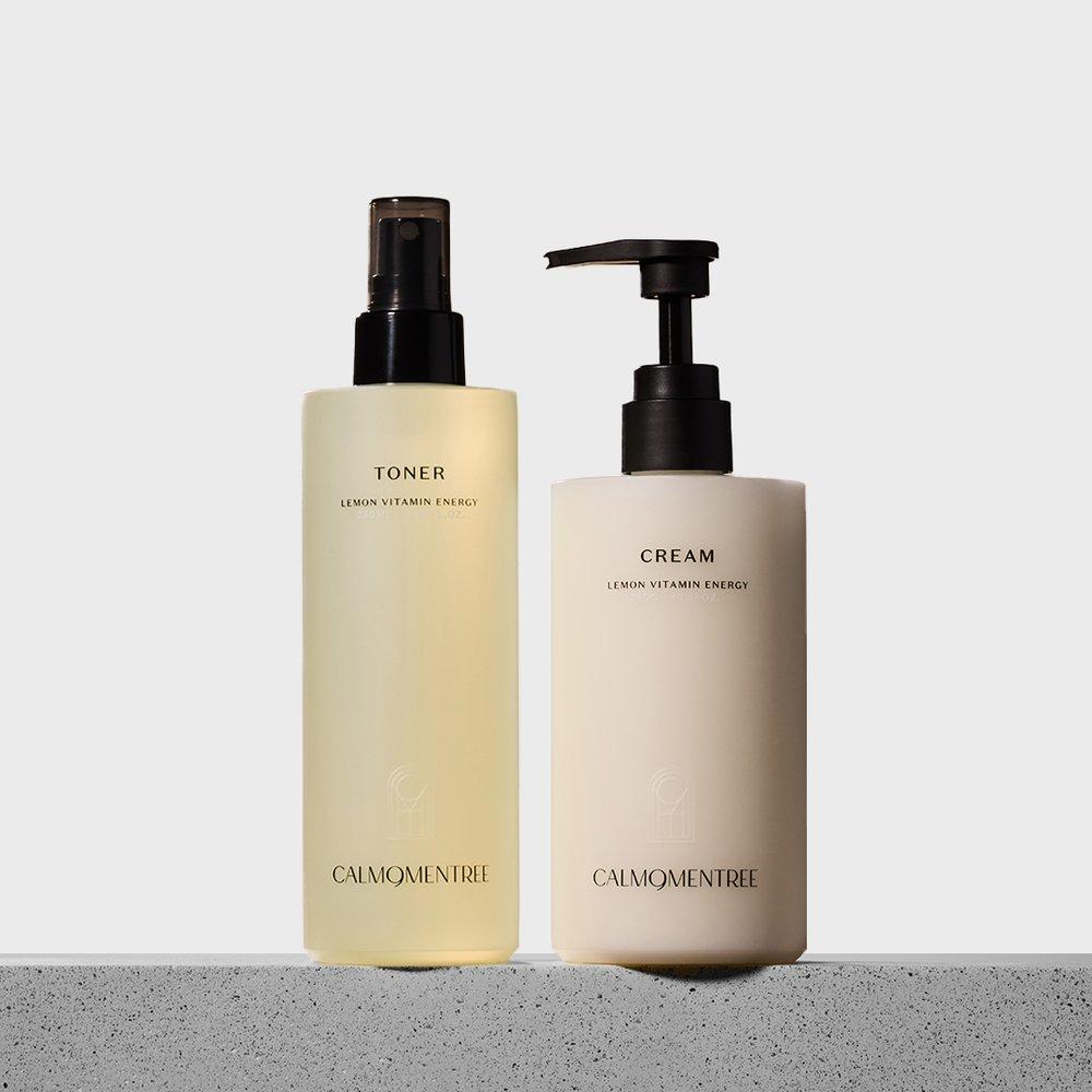 calmomentree Lemon Vitamin Toner & Cream Skincare Set (250ml/300ml)