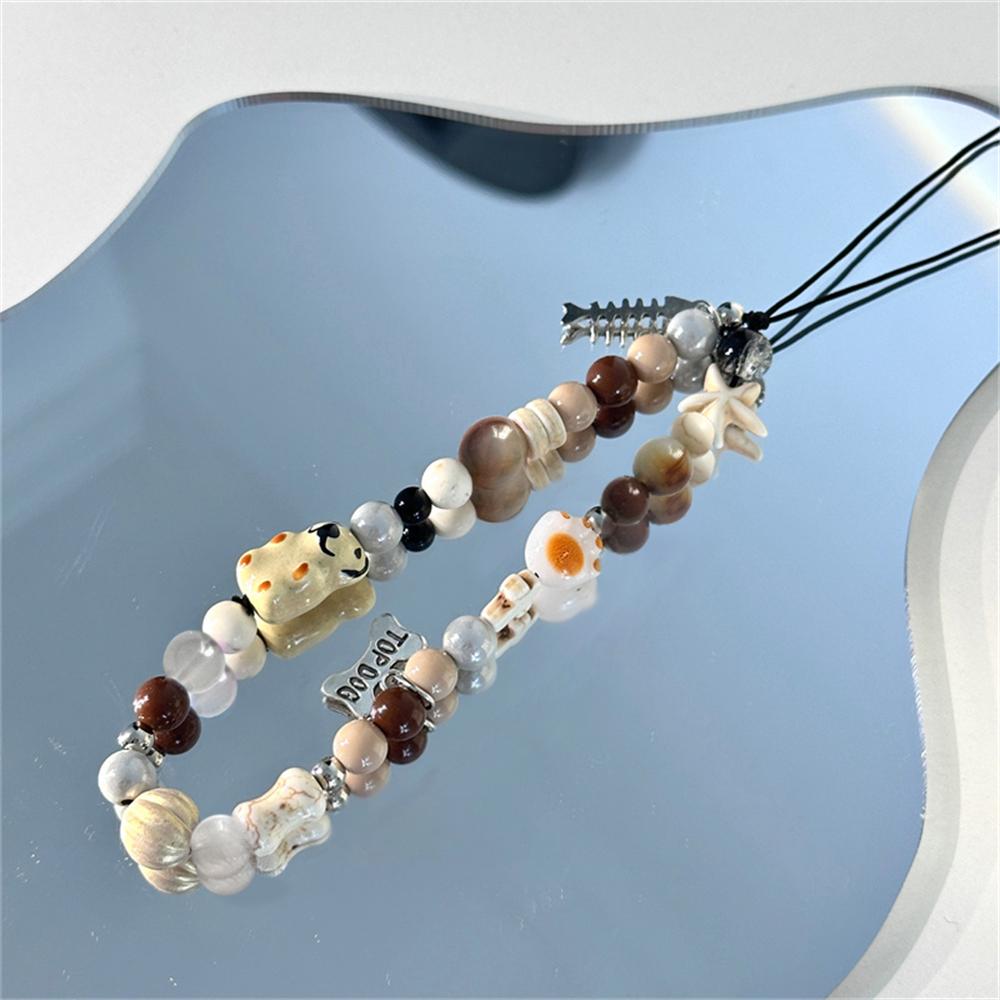 

Korean Cute Bear Stone Beaded Phone Chain For iPhone Bracelet Strap Lanyard Pendant Jewelry Women Girls Charm Hanging Rope Cord