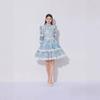 New French Elegant Lace Waist Lantern Sleeve Dress