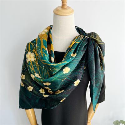 110*110 Cm Square Silk Scarf Women's Fashion Printed Small Neck Scarf Office Women's Hair Belt Folar Handkerchief Women's Handkerchief Shawl Scarf