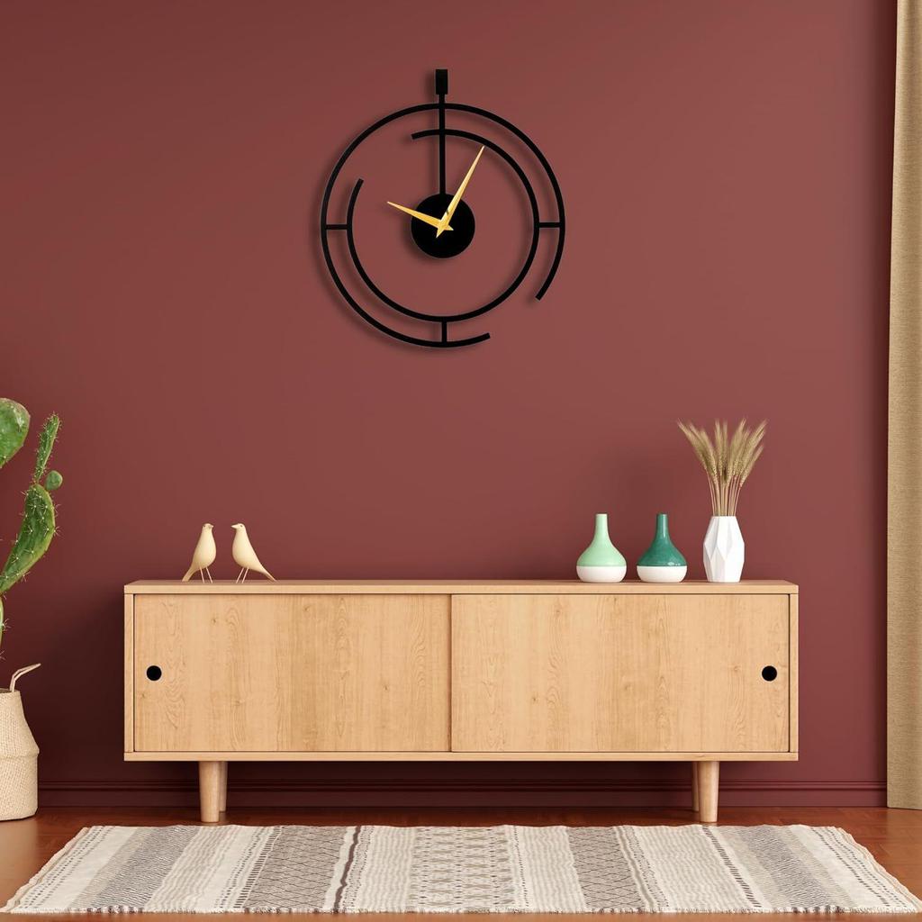 Analog Wall Clock for Home & Office | Big Size Stylish Latest Home Decor | (40 X 40 CM) | Black Color (Battery Included)