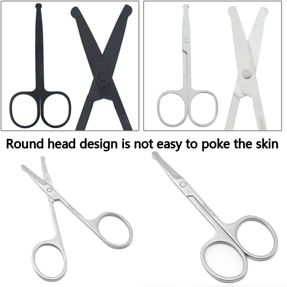 1PCS Rounded Tip Nose Hair Scissors, Stainless Steel Nose Trimmer, Facial Hair Scissors for Trimming Small Details Facial Hair