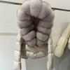 Women's Luxury Down Jacket with Real Fox Fur Hood and Thick Collar - Short Winter Outerwear