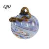 Fall Season Decoration Mini Hand Blown Glass Pumpkin Ornament, Collectible Thanksgiving Halloween Transparent Figurine Faux Crystal Hanging for Fall,