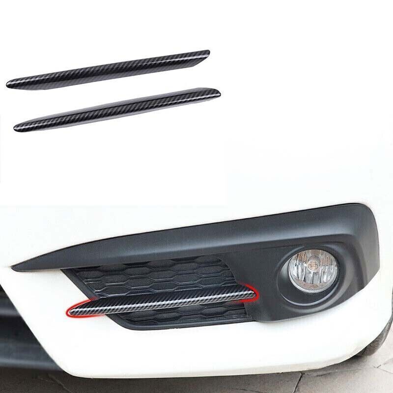 For Honda Civic 10th 2016-2018 Front Fog Light Lamp Strip Trim Carbon Fiber