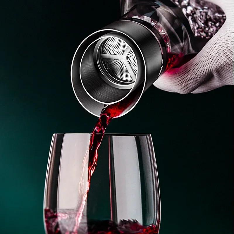 Wine Decanter Glass Iceberg Whiskey Decanter Glass Carafe Crystal Wine Breather Carafe with Lid Bar Accessory