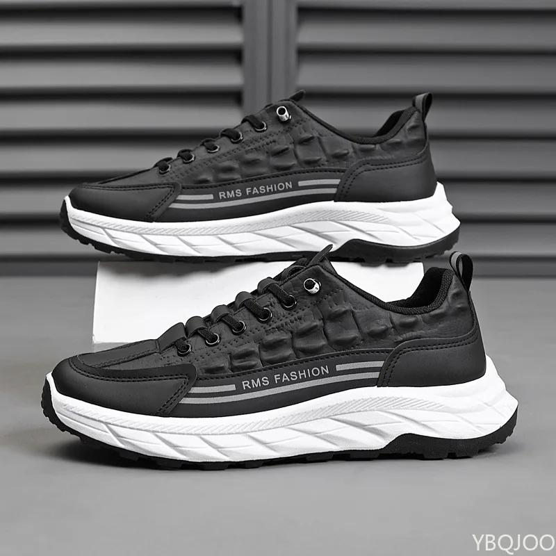 Fashion 2025 Fashion Leather Men's Shoes New Round Toe Sneakers Outdoor Comfortable Walking Shoes Casual Male Running Shoe Zapatos Homme