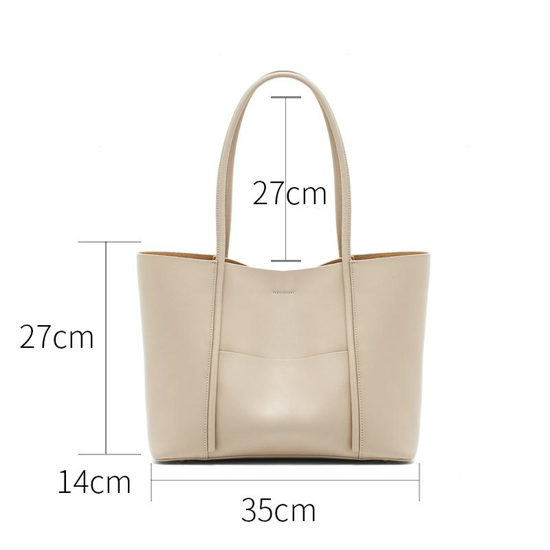 Women's Genuine Cowhide Leather Large Capacity Tote Bag Shoulder Handbag For Ladies Luxury Female Designer Wholesale Minimalist