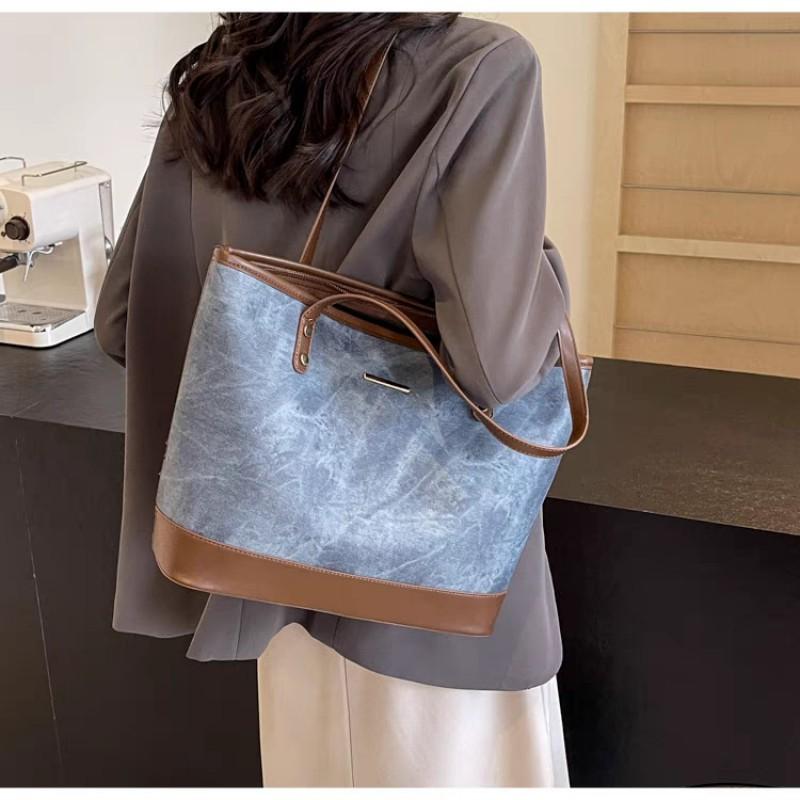 

High-end Bag Women s Fashionable Hot Tote Large Capacity Commuting All-matching Shoulder 37x12x26 синий