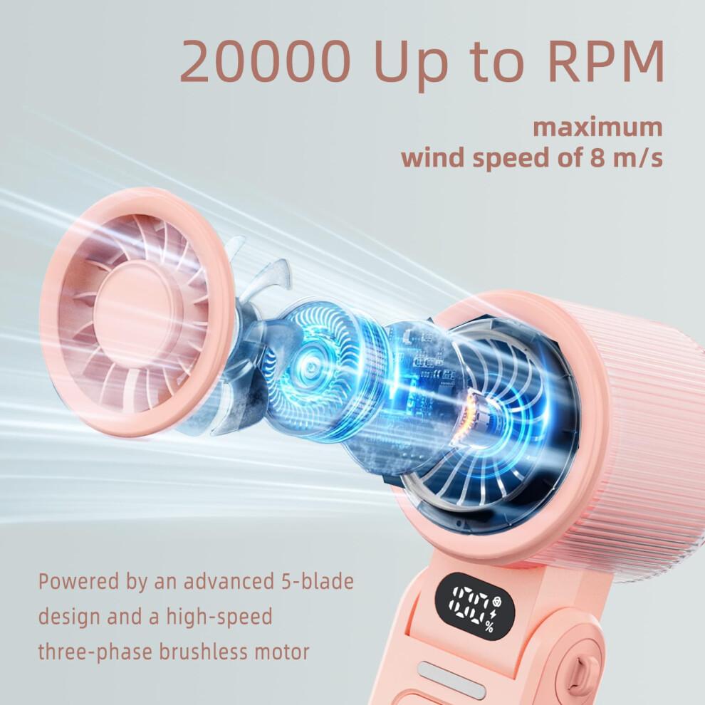 Handheld Fan, Portable Mini Fan with 15H Battery Life, 5 Speeds Led Display Quiet Personal Fans, Rechargeable Small Desk Fan with USB-C, Folding Pocke