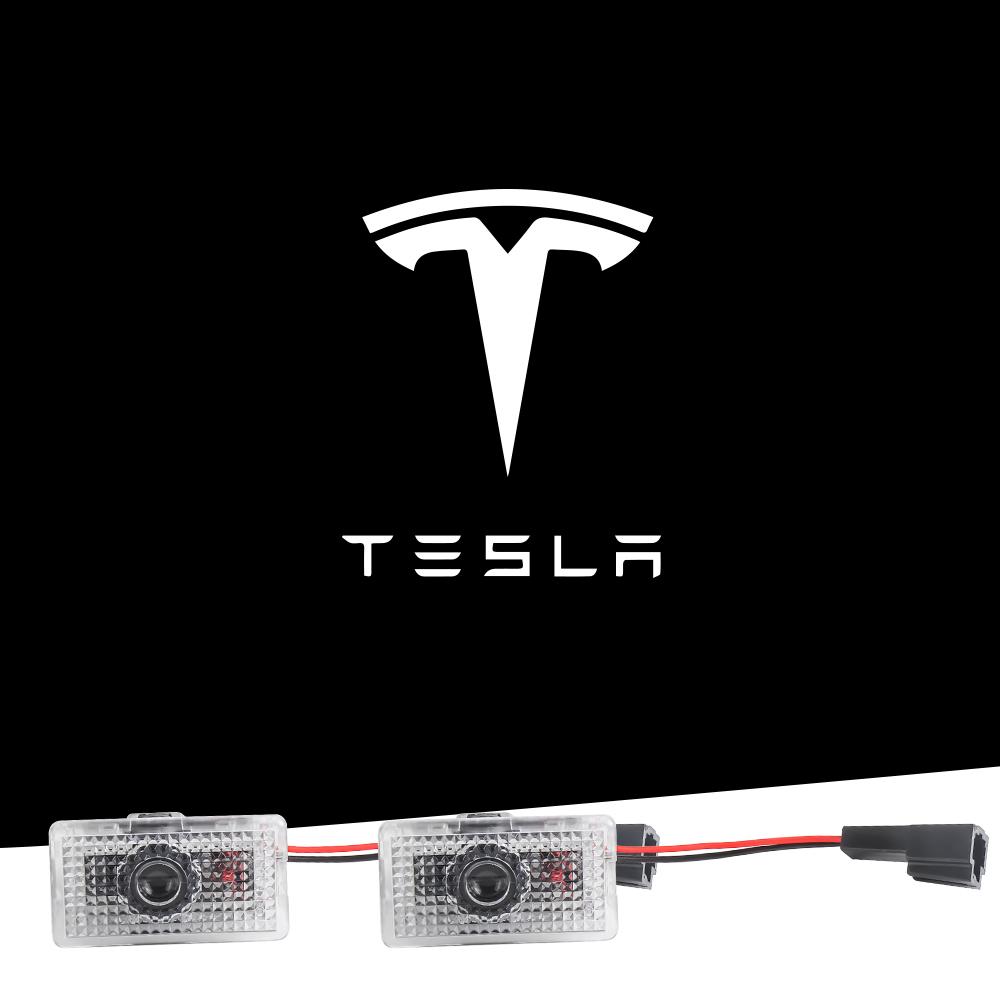 2pcs Car Led Courtesy Door Logo Projector Lamp For Tesla Model Y Model 3 Model S Model X