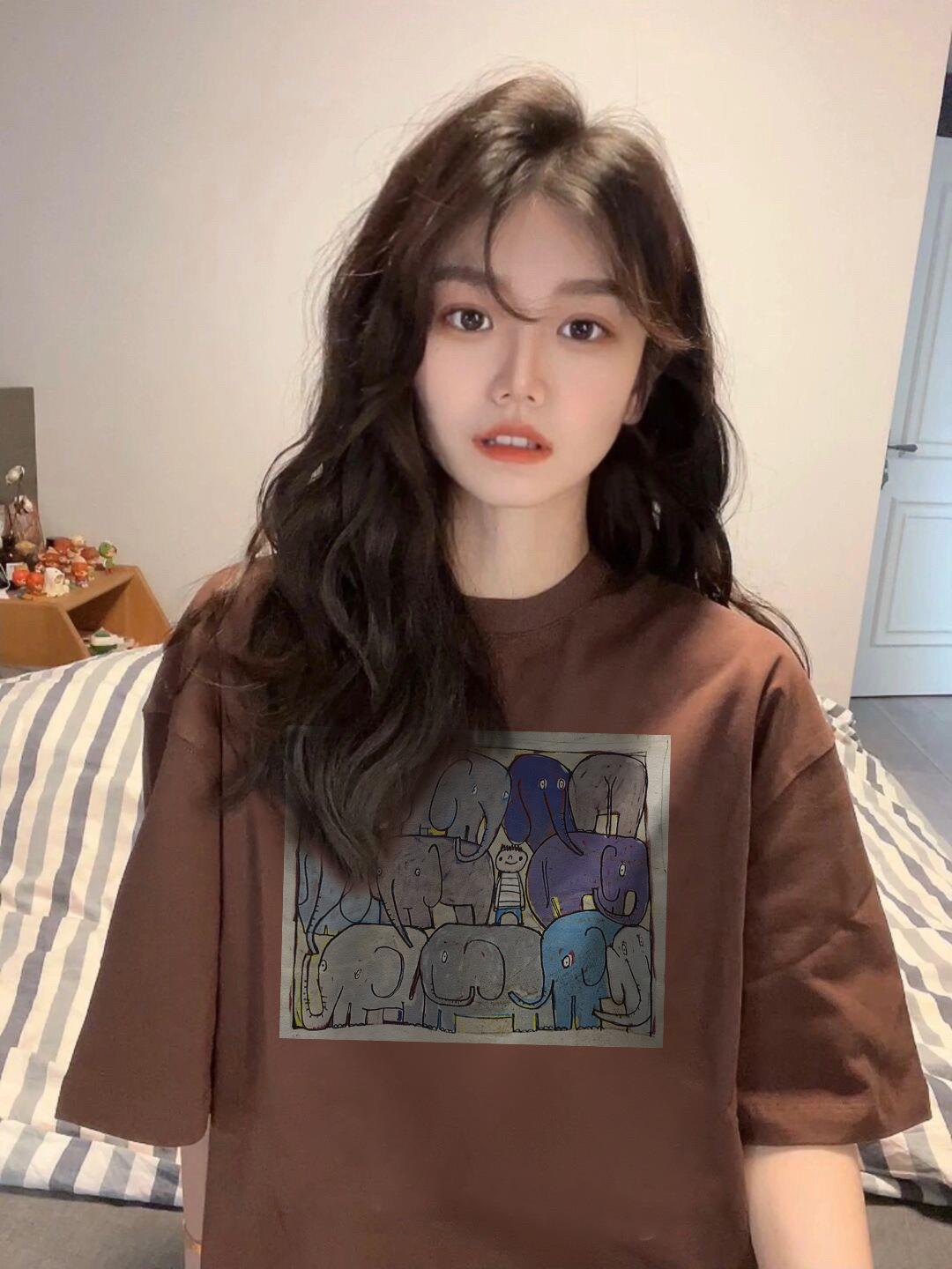 Loose short-sleeved t-shirt women s summer casual Korean women s clothing student couple clothing bottoming shirt top clothing women s source M