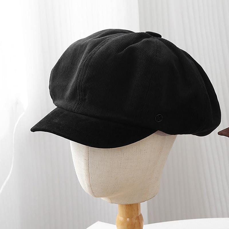 Retro corduroy splicing fashion octagonal hat women's autumn elegant versatile newsboy hat temperament show face small cap