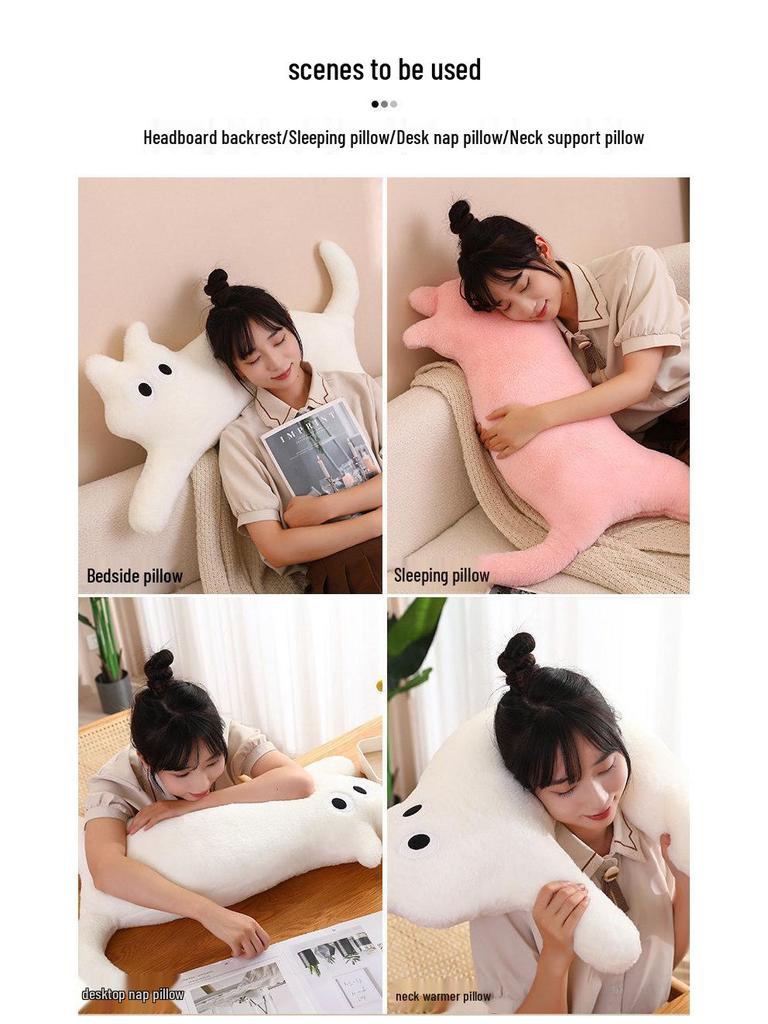 Cat Plush Sleeping Pillow - Long Strip Dopamine Cushion & Doll Gift