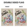 Happy Easter Garden Flag Cute Bunny Pattern Easter Egg Yard Flag Floral Decoration 3D Outdoor Garden Banner for Easter Celebrat