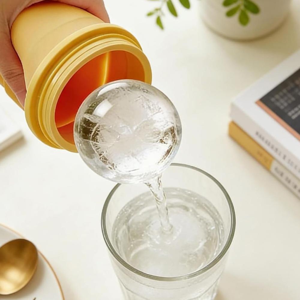Folding Ice Cube Cup, 2-In-1 Collapsible Ice Ball Cup With Straw & Lid, Foldable Silicone Ice Cube Tray & Travel Cup, for Coffee