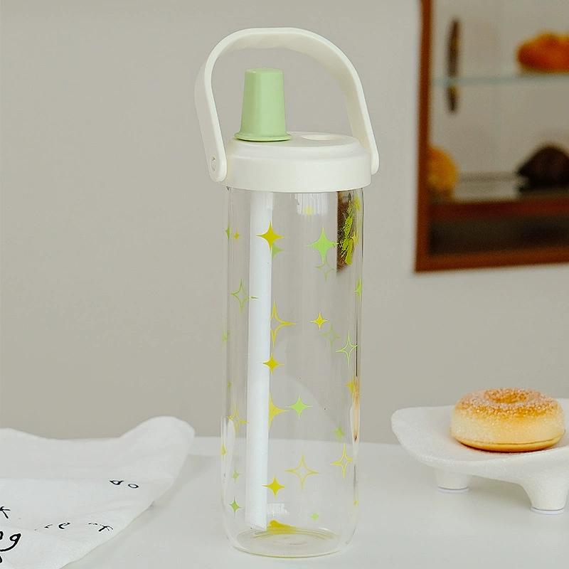 New Plastic Water Bottle With Straw Lid Portable Large Capacity Bubble Milk Tea Cups for Children Students Leak Proof Coffee Cup