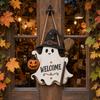 Halloween Wooden Hanging Sign Cute Welcome Door Decor for Party Decorations