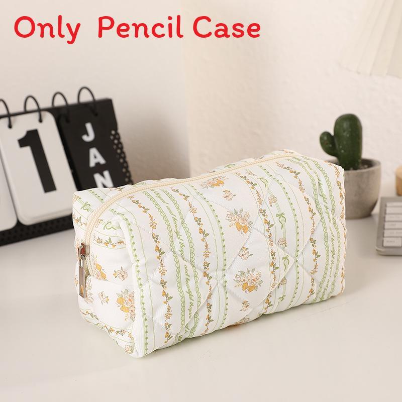 Soft Quilted Octagonal Makeup Bag With Floral Pattern For Girls And Travel