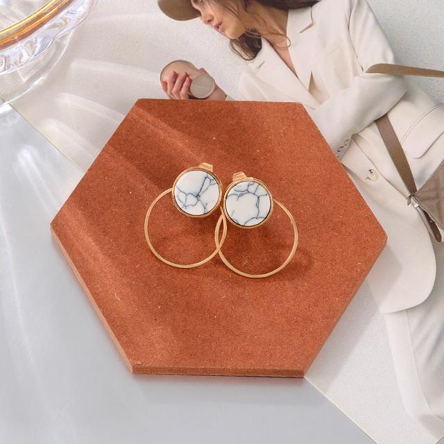 Women 'S Earrings Acrylic Drop Earrings For Women Geometric Hoop Big Earrings Dangle Hanging White Earrings Fashion  Jewelry