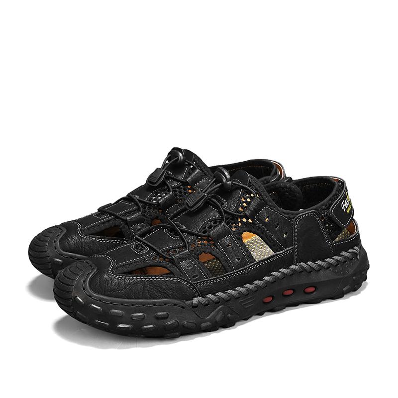 Summer Men's Large Size Sandals Fashion Roman Sandals Handmade Mesh Casual Shoes Platform Outdoor Men's Beach Sandals