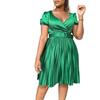Women's Clothing with Belt Summer New V-neck Sexy Pleated Large-size Dress