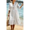 JPNTKY Women's  3/4 Sleeve V-Neck Fashion Summer Spring Casual Dresses