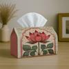 1pc Party Tissue Box, Vintage Botanical Design, a Versatile Tissue Holder Featuring a Soft And Calming Lotus Floral Pattern, Perfect for Outdoor Gathe