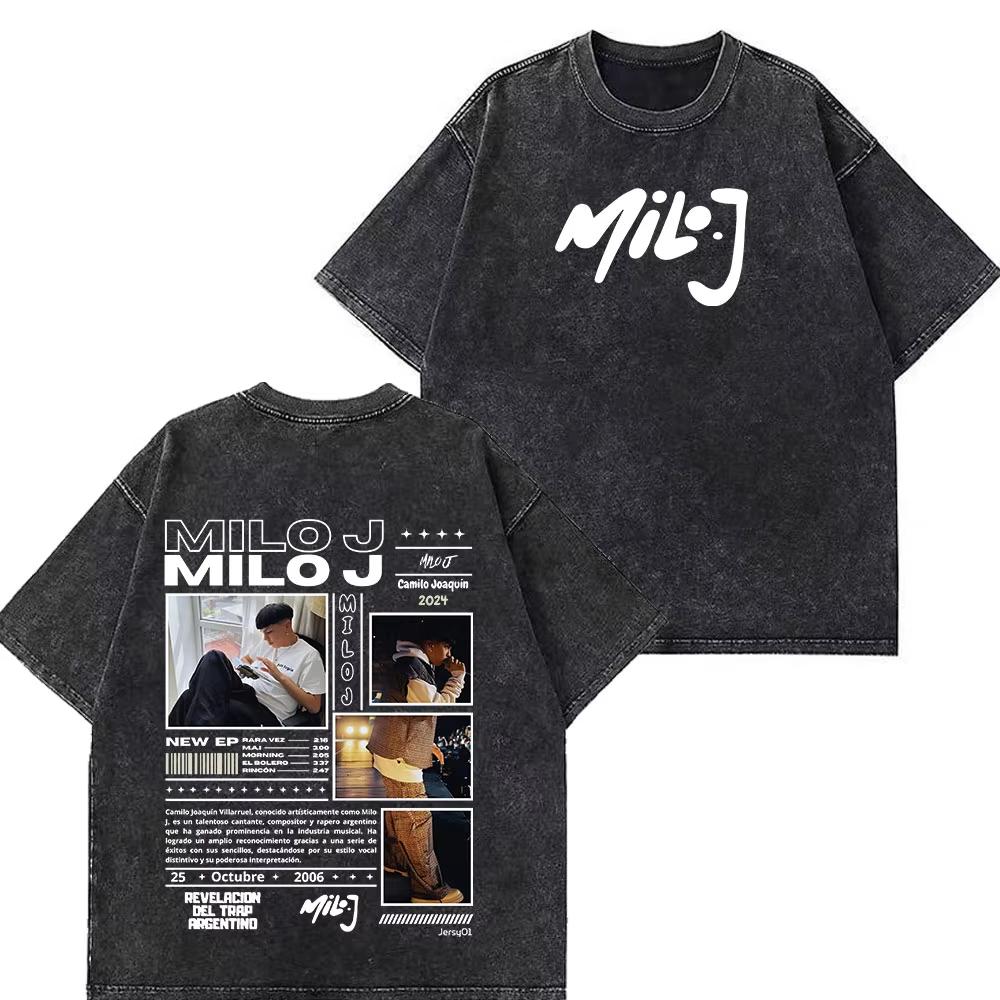 Rapper Milo J Album Tour Vintage Washed T Shirts Mens Women Clothing Harajuku Hip Hop Tshirts Short Slevee Oversized Tshirts