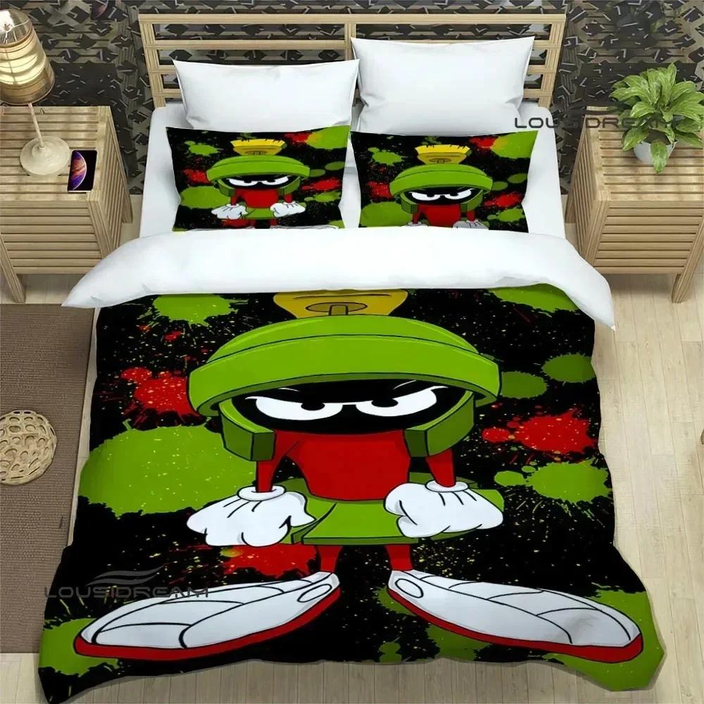 Marvin The Martian Comfortable Duvet Quilt Cover Pillowcase Bedding Set Children Bedroom Decoration Home Textile
