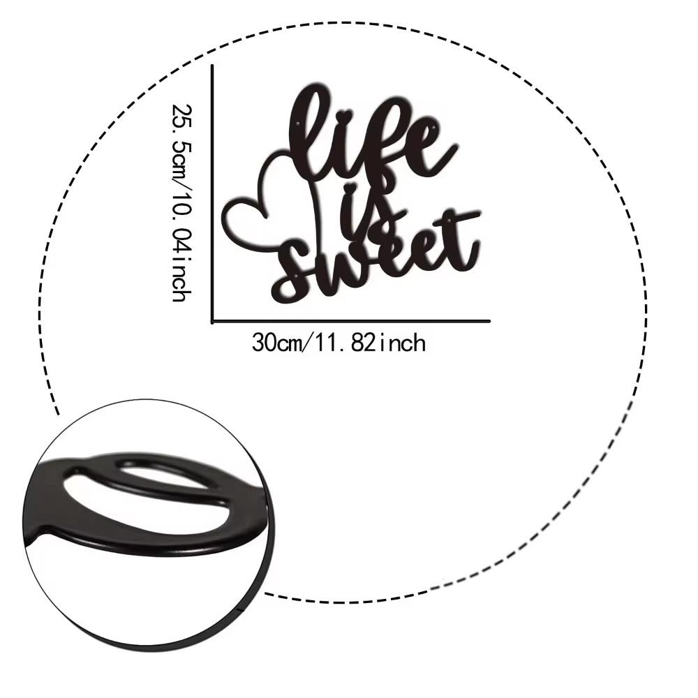1pc "Life Is Sweet" Metal Wall Art Charming Wall Decor for Living Room, Bedroom, Office, & Dining Room Stylish Lobby Decoration