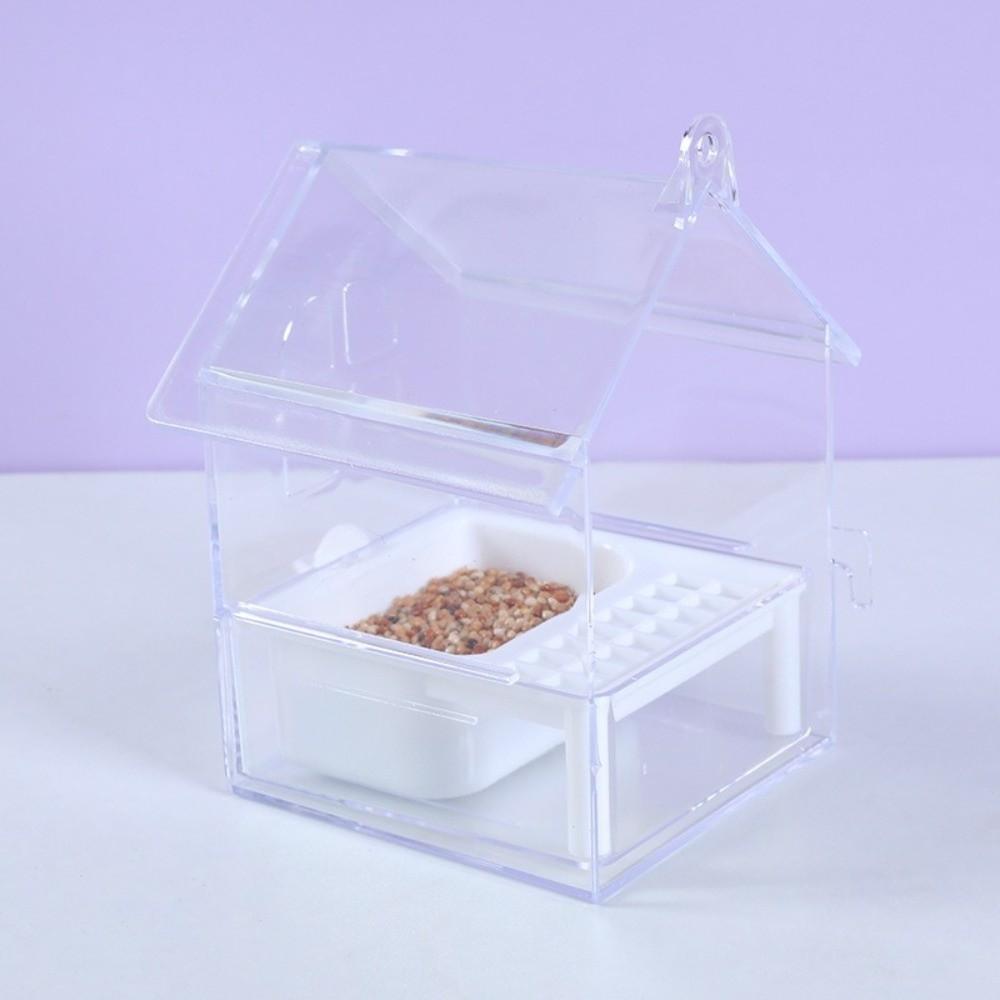 Spill-Resistant Hanging Parrot Feeder Removable Tray Birds Food Container Bird Bath Indoor Use
