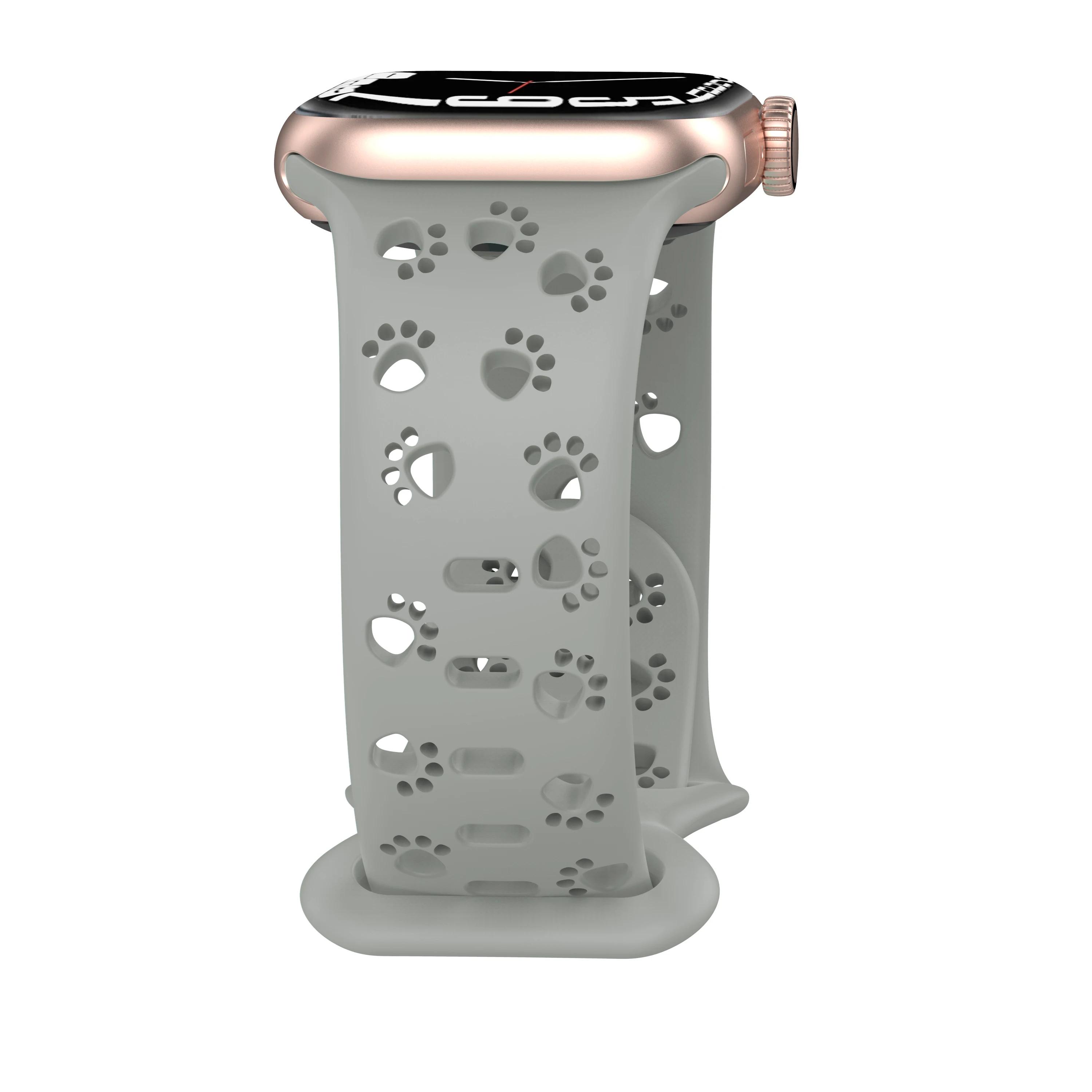 

Классический силиконовый ремешок Dog Paw для Apple Watch Band 44 мм 40 мм Correa 38 42 мм браслет iwatch Series ultra 8 7 SE 6 5 4 3 49 мм 45 мм 41 мм 42mm 44mm 45mm 49mm серый