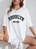 Летняя женская футболка Brooklyn New York с принтом букв, с круглым вырезом, женская винтажная одежда, топы, футболки, повседневная уличная одежда
