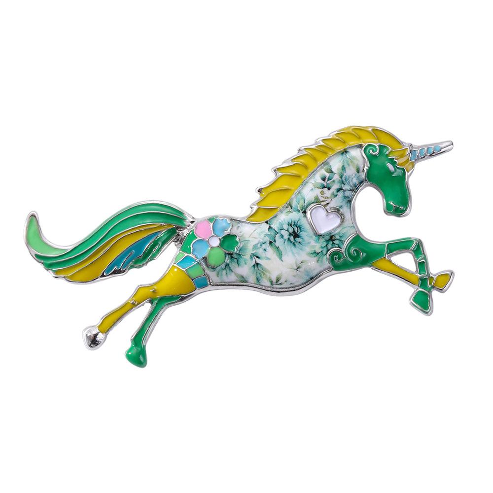 Cross-border new retro unicorn brooch fashionable super beautiful high-end pony painting oil animal pin brooch wholesale