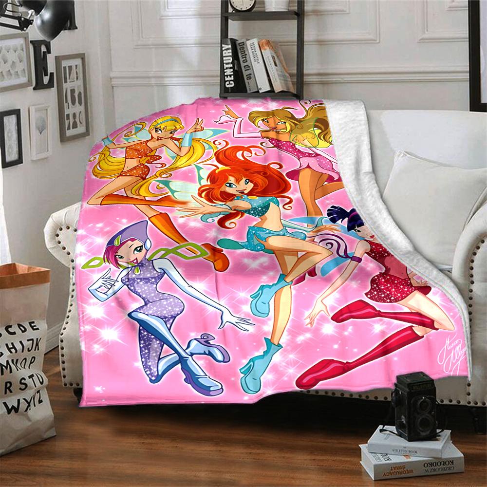 1pc Winx Club Fairies flannel Blanket for Super Soft Cute Comfort Blanket for Travel Bedding Couch Sofa Blanket Y73024