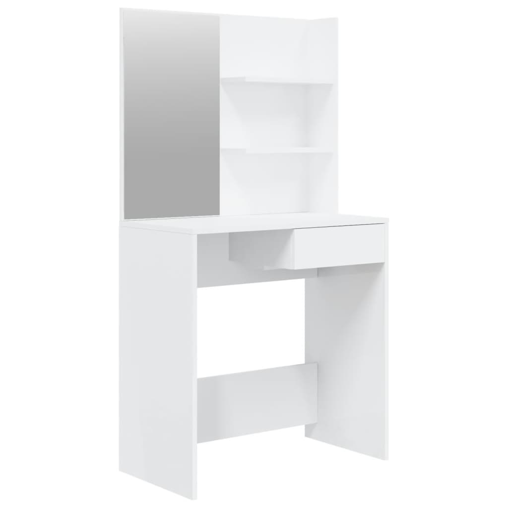 Mesa de Maquiagem com Espelho Branco de Alto Brilho 74,5 x 40 x 141 cm