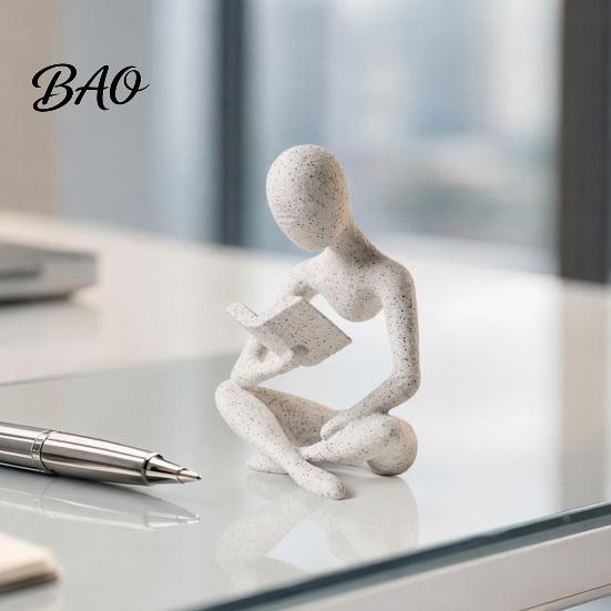 Industrial Style Bookend 3D Printed Bookshelf Decor Thinker Statue, Abstract Art Ornament, Reading Sculpture, Aesthetic Nordic Minimalist Figurine,