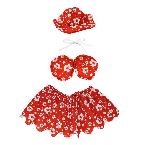 1 Set Porch Goose Outfits Outdoor Garden Lawn Yard Goose Statue Striped Shirt Red Hat Hawaii Bikini Swim Ring Holiday Party Dress-up Clothing