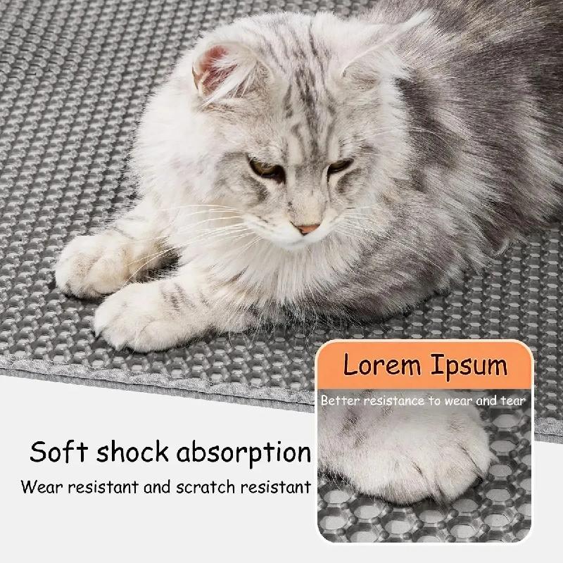 Tappetino per lettiera per gatti a doppio strato, un tappetino anti-schizzi per lettiere per gatti, un tappetino filtrante e anti-perdita di sabbia, un prodotto per gatti