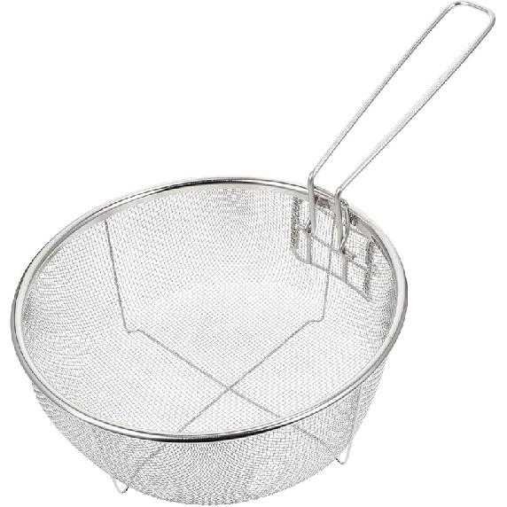 Stainless Steel Deep Fry Basket, 8inch Round Wire Fryer Basket for Frying Serving Food, French Chip Frying Basket with Folding Handle for Kitchen 8Inch/Round