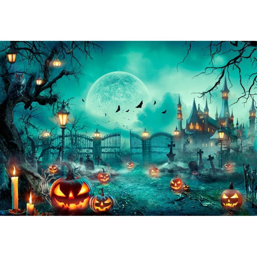 Halloween home party decoration hanging cloth horror cemetery castle pumpkin head hanging cloth room decoration background cloth