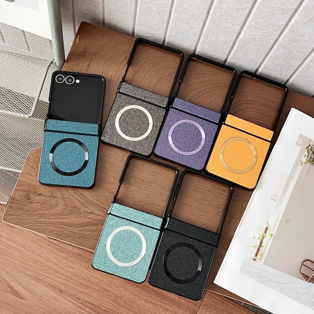 For Samsung Galaxy Z Flip 7 Case Luxury PU Cloth Magnetic Wireless Charging Protective Back Cover Case For Z Flip7 Phone Shell