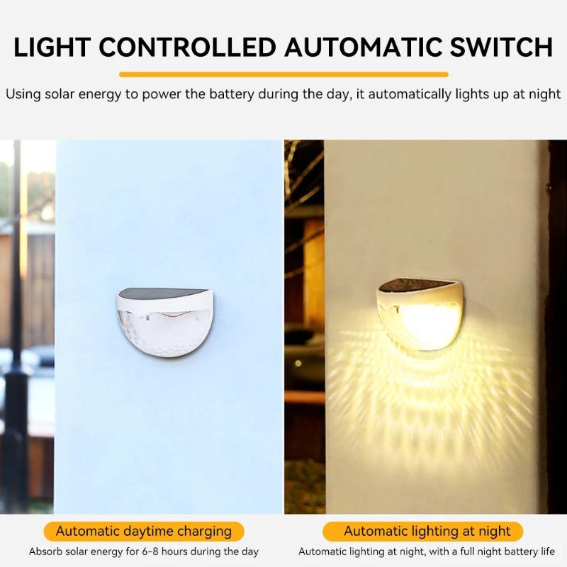 1/2/4Pcs Solar Fence Light Outdoor Lighting Wall Lamps Garden Energy Light Festoon Decoration LED For Garden Step Patio Stairs