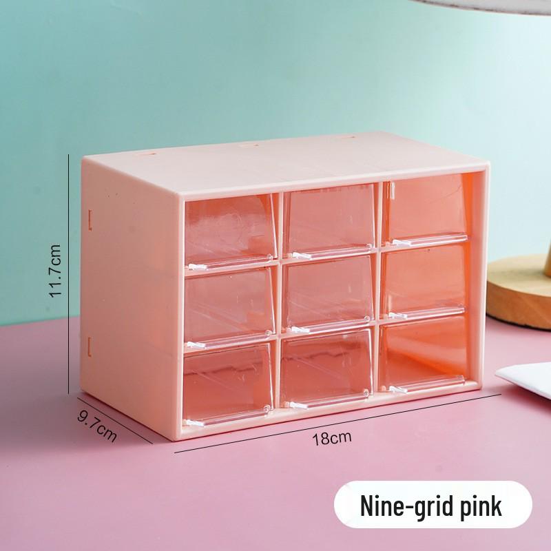 Transparent Nine-Grid Jewelry Beads Storage Box with Drawers